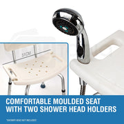 Adjustable Height Shower Chair Seat with Hand Shower Head Holder
