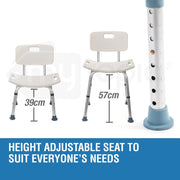 Adjustable Height Shower Chair Seat with Hand Shower Head Holder