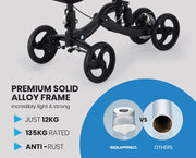 Premium Knee Walker Scooter, WideTrak steering, Suspension, Disc Brakes, Black