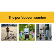 2-in-1 Aluminium Rollator and Transit Wheelchair, for Seniors Elderly, Silver