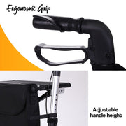 Rollator Walking Frame Walker Foldable Seat Mobility Aid Aluminium