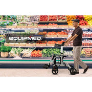 2-in-1 Aluminium Rollator and Transit Wheelchair, for Seniors Elderly, Silver