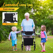 Rollator Walking Frame Walker Foldable Seat Mobility Aid Aluminium