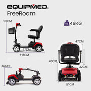FreeRoam Mid-Sized Foldable Electric Motorised Mobility Scooter - Red