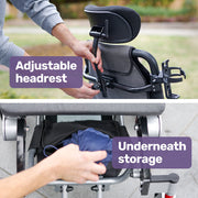 Power Electric Wheelchair, Long Range, Alloy, Remote Control, Lithium Battery, Black/Silver