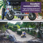 Electric Folding Wheelchair Power, Long Range, Folding, Aluminium Frame, Lithium Battery, Blue