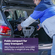 Electric Folding Wheelchair Power, Long Range, Folding, Aluminium Frame, Lithium Battery, Blue