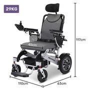 Power Electric Wheelchair, Long Range, Alloy, Remote Control, Lithium Battery, Black/Silver