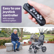 Power Electric Wheelchair, Long Range, Alloy, Remote Control, Lithium Battery, Black/Silver