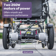 Power Electric Wheelchair, Long Range, Alloy, Remote Control, Lithium Battery, Black/Silver