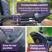 Electric Wheelchair Folding, Folding, Long Range, Lithium Battery, 24