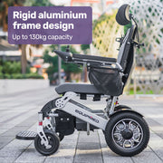 Power Electric Wheelchair, Long Range, Alloy, Remote Control, Lithium Battery, Black/Silver