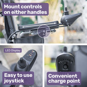 Power Electric Wheelchair, Long Range, Alloy, Remote Control, Lithium Battery, Black/Silver