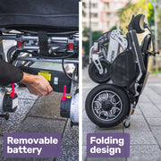 Power Electric Wheelchair, Long Range, Alloy, Remote Control, Lithium Battery, Black/Silver