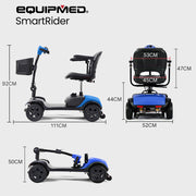 SmartRider Mid-Sized Compact Electric Mobility Scooter - Black & Blue