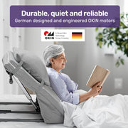 Electric Adjustable Bed, Backrest and Leg Adjustment German-Engineered Power Lifting with Remote Control, Grey