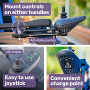 Power Electric Wheelchair, Wide Bariatric Chair, Comfortable for S-XL, Long Range, Recline Adjustment, Lithium Battery, 16