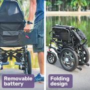 Power Electric Wheelchair, Wide Bariatric Chair, Comfortable for S-XL, Long Range, Recline Adjustment, Lithium Battery, 16