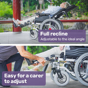 Power Electric Wheelchair, XL Wide Bariatric Chair Seat, Long Range, Recline Adjustment, Lithium Battery, 22