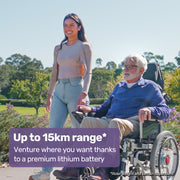 Power Electric Wheelchair, XL Wide Bariatric Chair Seat, Long Range, Recline Adjustment, Lithium Battery, 22