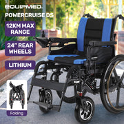Electric Wheelchair Folding, Long Range, Folding, Lithium Battery, 24