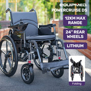 Electric Wheelchair Folding, Folding, Long Range, Lithium Battery, 24