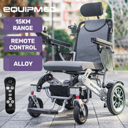 Power Electric Wheelchair, Long Range, Alloy, Remote Control, Lithium Battery, Black/Silver