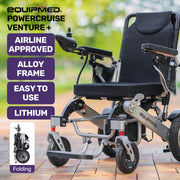 Power Electric Wheelchair, Airline Approved Wheel Chair, Lightweight, Long Range, Lithium Batteries, Black & Silver