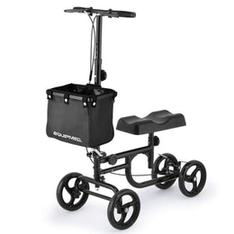 Knee Walker Scooter, Dual Brakes, Alternative to Crutches, Black