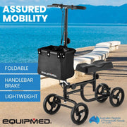 Knee Walker Scooter, Dual Brakes, Alternative to Crutches, Black