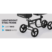 Knee Walker Scooter, Dual Brakes, Alternative to Crutches, Black