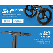 Knee Walker Scooter, Dual Brakes, Alternative to Crutches, Black