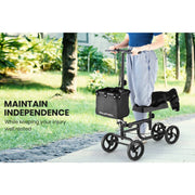 Knee Walker Scooter, Dual Brakes, Alternative to Crutches, Black
