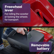 FreeRoam Mid-Sized Foldable Electric Motorised Mobility Scooter - Red