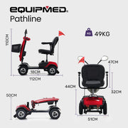 Pathline Mid-Sized Electric Mobility Scooter For Elderly - Red