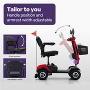Pathline Mid-Sized Electric Mobility Scooter For Elderly - Red