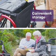 2-in-1 Aluminium Rollator and Transit Wheelchair, for Seniors Elderly, Red