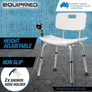 Adjustable Height Shower Chair Seat with Hand Shower Head Holder