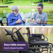 Electric Folding Wheelchair, Folding, XL Wide Seat, Long Range, Lithium Battery, Black