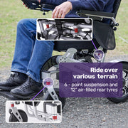 Power Electric Wheelchair, Airline Approved Wheel Chair, Lightweight, Long Range, Lithium Batteries, Black & Silver