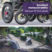 Electric Folding Wheelchair, Folding, XL Wide Seat, Long Range, Lithium Battery, Black