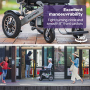 Power Electric Wheelchair, Airline Approved Wheel Chair, Lightweight, Long Range, Lithium Batteries, Black & Silver