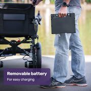 Electric Folding Wheelchair, Folding, XL Wide Seat, Long Range, Lithium Battery, Black