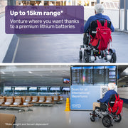 Power Electric Wheelchair, Airline Approved Wheel Chair, Lightweight, Long Range, Lithium Batteries, Black & Silver