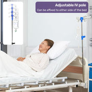 Medical Bed, w/ Mattress & Over Bed Table, Back and Leg Lifting, Lateral Tilting, Commode Bowl, IV Pole, Home Aged Care or ICU Hospital