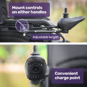 Electric Folding Wheelchair, Folding, XL Wide Seat, Long Range, Lithium Battery, Black