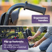 Electric Folding Wheelchair, Folding, XL Wide Seat, Long Range, Lithium Battery, Black