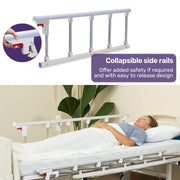 Medical Bed, w/ Mattress & Over Bed Table, Back and Leg Lifting, Lateral Tilting, Commode Bowl, IV Pole, Home Aged Care or ICU Hospital