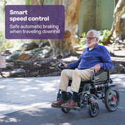 Electric Folding Wheelchair, Folding, XL Wide Seat, Long Range, Lithium Battery, Black