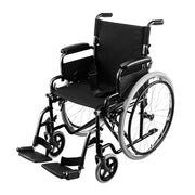 24 Inch Folding Wheelchair with Park Brakes, 120kg Capacity, Retractable Armrests, Black